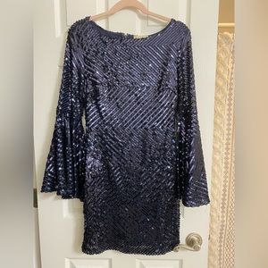 Sequin Flare Sleeve Cocktail Dress